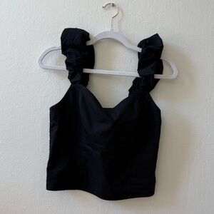 Abercrombie Black Crop Top M Ruched Straps Smocked Back